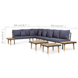 NNEVL 7-Seater Garden Lounge Set with Cushions Solid Acacia Wood Brown