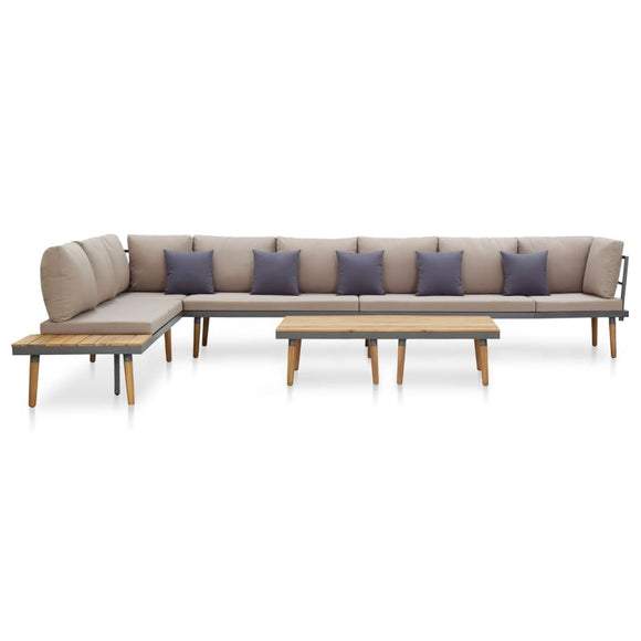 NNEVL 8-Seater Garden Lounge Set with Cushions Solid Acacia Wood
