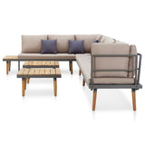 NNEVL 8-Seater Garden Lounge Set with Cushions Solid Acacia Wood