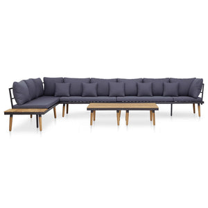 NNEVL 8-Seater Garden Lounge Set with Cushions Solid Acacia Wood