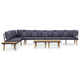 NNEVL 8-Seater Garden Lounge Set with Cushions Solid Acacia Wood