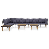 NNEVL 8-Seater Garden Lounge Set with Cushions Solid Acacia Wood