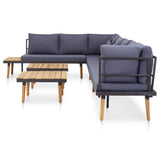 NNEVL 8-Seater Garden Lounge Set with Cushions Solid Acacia Wood