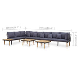 NNEVL 8-Seater Garden Lounge Set with Cushions Solid Acacia Wood