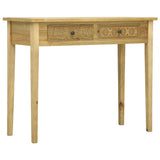 NNEVL Console Table with 2 Drawers Carving Brown 96x40x78 cm Wood