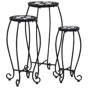 NNEVL Mosaic Tables 3 pcs Black and White Ceramic
