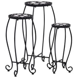 NNEVL Mosaic Tables 3 pcs Black and White Ceramic