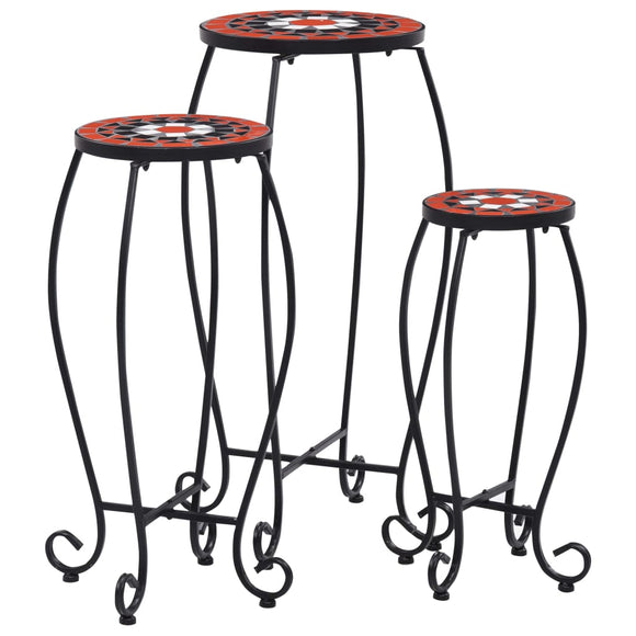 NNEVL Mosaic Tables 3 pcs Terracotta and White Ceramic