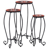 NNEVL Mosaic Tables 3 pcs Terracotta and White Ceramic