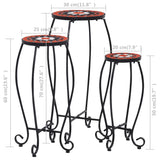 NNEVL Mosaic Tables 3 pcs Terracotta and White Ceramic