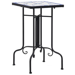 NNEVL Mosaic Side Table Blue and White Ceramic
