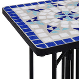 NNEVL Mosaic Side Table Blue and White Ceramic
