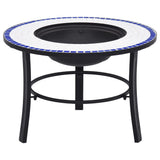 NNEVL Mosaic Fire Pit Blue and White 68cm Ceramic