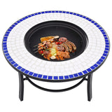 NNEVL Mosaic Fire Pit Blue and White 68cm Ceramic