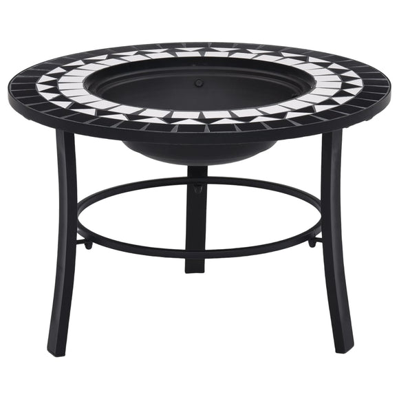 NNEVL Mosaic Fire Pit Black and White 68cm Ceramic