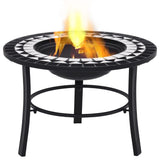 NNEVL Mosaic Fire Pit Black and White 68cm Ceramic