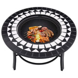 NNEVL Mosaic Fire Pit Black and White 68cm Ceramic