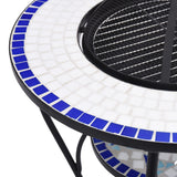 NNEVL Mosaic Fire Pit Table Blue and White 68 cm Ceramic