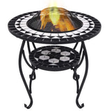 NNEVL Mosaic Fire Pit Table Black and White 68 cm Ceramic
