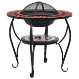NNEVL Mosaic Fire Pit Table Terracotta and White 68 cm Ceramic