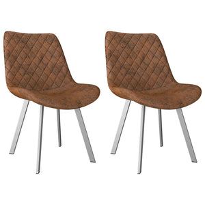 NNEVL Dining Chairs 2 pcs Brown Faux Suede Leather