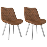 NNEVL Dining Chairs 2 pcs Brown Faux Suede Leather