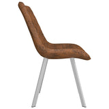 NNEVL Dining Chairs 2 pcs Brown Faux Suede Leather