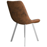 NNEVL Dining Chairs 2 pcs Brown Faux Suede Leather