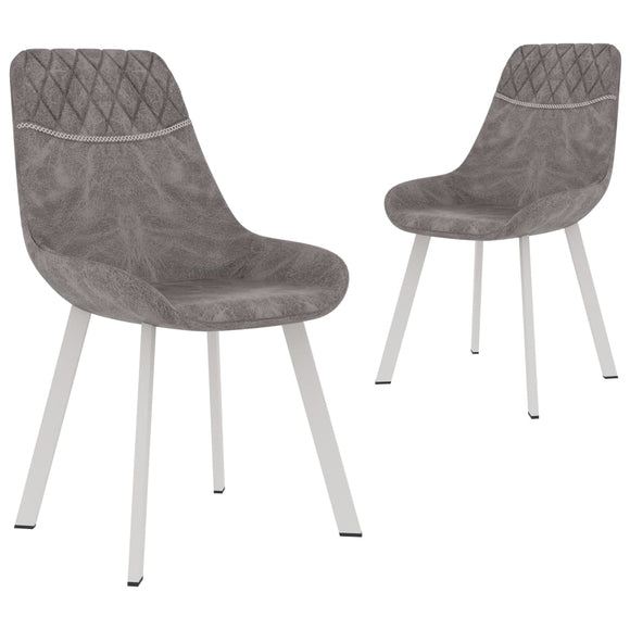 NNEVL Dining Chairs 2 pcs Grey Faux Leather