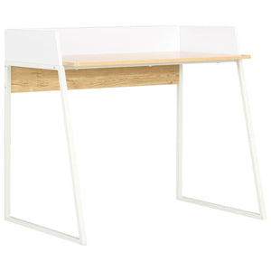 NNEVL Desk White and Oak 90x60x88 cm