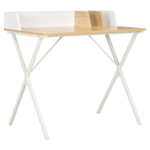 NNEVL Desk White and Natural 80x50x84 cm