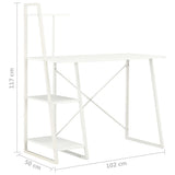 NNEVL Desk with Shelving Unit White 102x50x117 cm