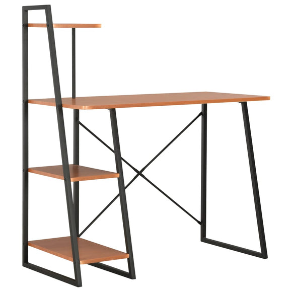NNEVL Desk with Shelving Unit Black and Brown 102x50x117 cm