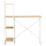 NNEVL Desk with Shelving Unit White and Oak 102x50x117 cm