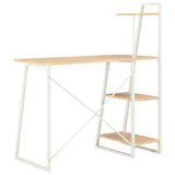 NNEVL Desk with Shelving Unit White and Oak 102x50x117 cm