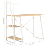 NNEVL Desk with Shelving Unit White and Oak 102x50x117 cm