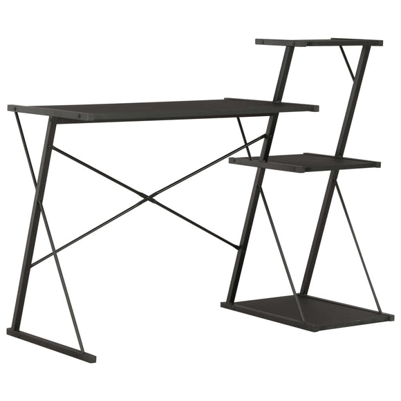 NNEVL Desk with Shelf Black 116x50x93 cm