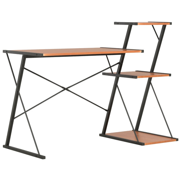 NNEVL Desk with Shelf Black and Brown 116x50x93 cm