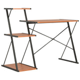 NNEVL Desk with Shelf Black and Brown 116x50x93 cm