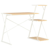 NNEVL Desk with Shelf White and Oak 116x50x93 cm