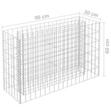NNEVL Gabion Raised Bed Galvanised Steel 90x30x60 cm