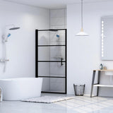 NNEVL Shower Door Tempered Glass 91x195 cm Black