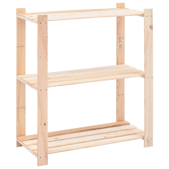 NNEVL 3-Tier Storage Rack 80x38x90 cm Solid Wood Pine 150 kg