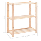 NNEVL 3-Tier Storage Rack 80x38x90 cm Solid Wood Pine 150 kg