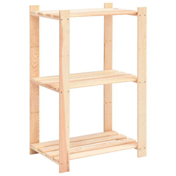 NNEVL 3-Tier Storage Rack 60x38x90 cm Solid Wood Pine 150 kg