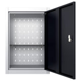 NNEVL Wall Mounted Tool Cabinet Industrial Style Metal Grey and Black