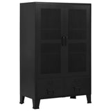NNEVL Office Cabinet with Mesh Doors Industrial Black 75x40x120 cm Steel