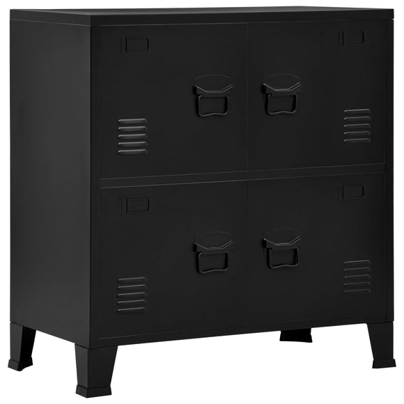 NNEVL Filing Cabinet with 4 Doors Industrial Black 75x40x80 cm Steel