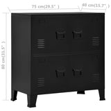 NNEVL Filing Cabinet with 4 Doors Industrial Black 75x40x80 cm Steel