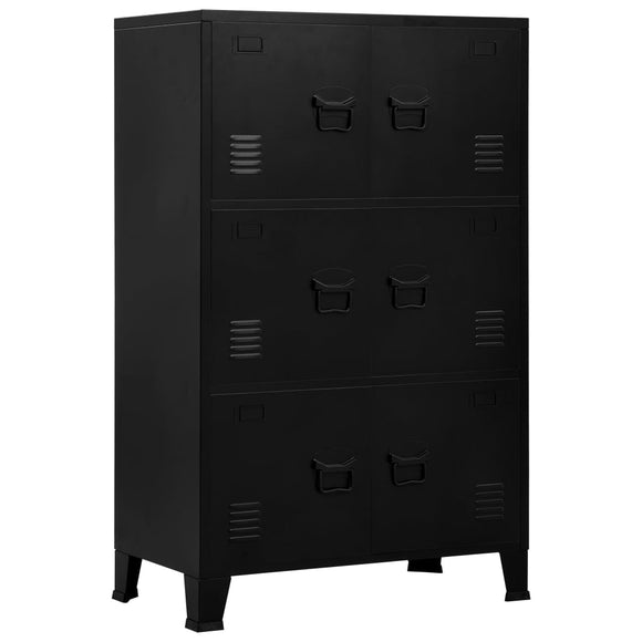 NNEVL Filing Cabinet with 6 Doors Industrial Black 75x40x120 cm Steel